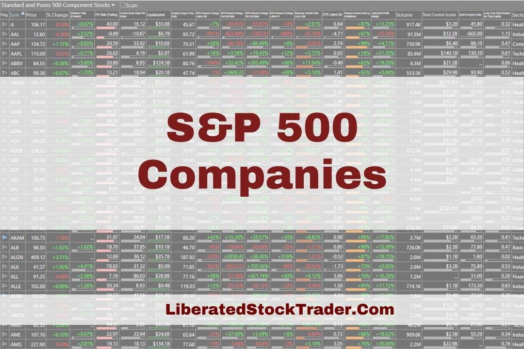 S&P 500 Companies List Sector, Market Cap & PE Ratio