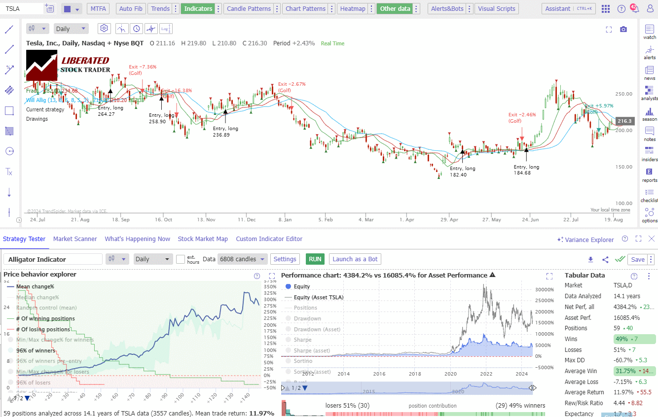 Alligator Performance Results (Tesla Inc.)